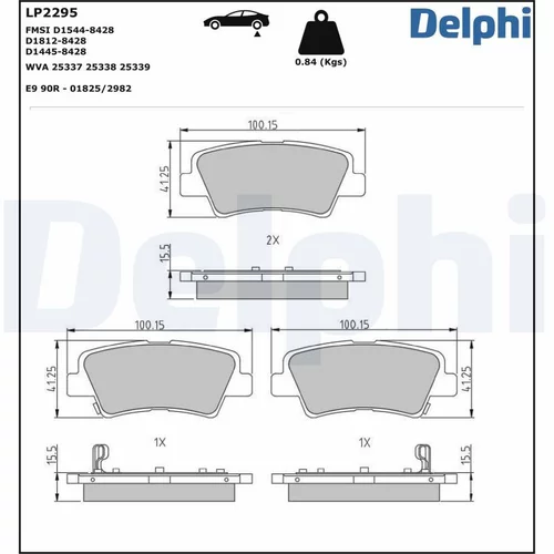 Sada brzdových platničiek kotúčovej brzdy DELPHI LP2295