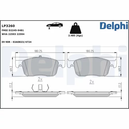 Sada brzdových platničiek kotúčovej brzdy DELPHI LP3260