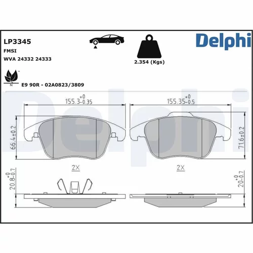 Sada brzdových platničiek kotúčovej brzdy DELPHI LP3345