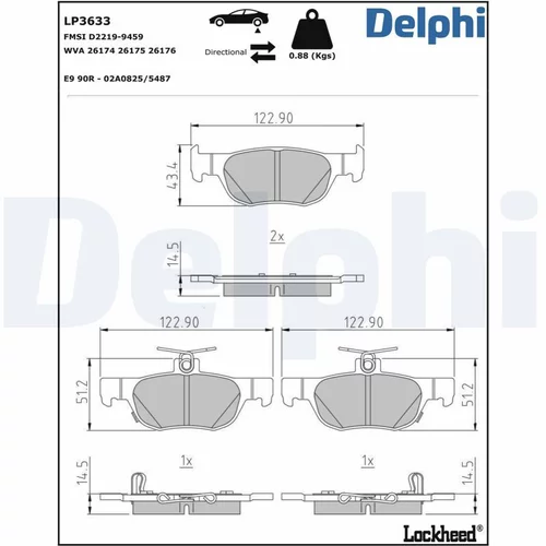 Sada brzdových platničiek kotúčovej brzdy DELPHI LP3633