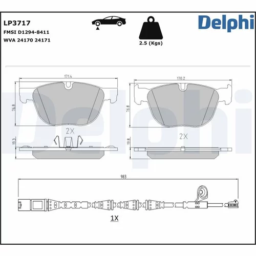 Sada brzdových platničiek kotúčovej brzdy DELPHI LP3717