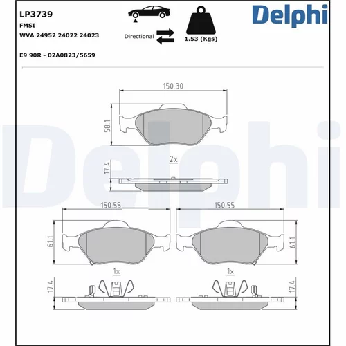 Sada brzdových platničiek kotúčovej brzdy DELPHI LP3739