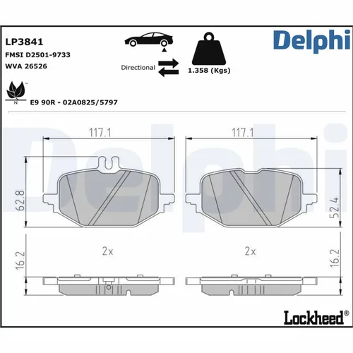 Sada brzdových platničiek kotúčovej brzdy DELPHI LP3841