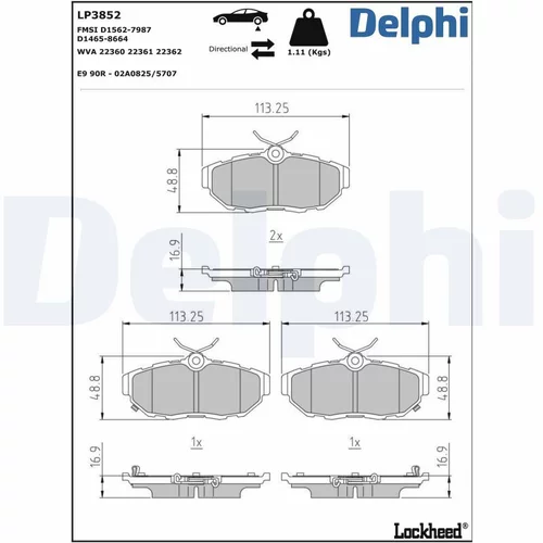 Sada brzdových platničiek kotúčovej brzdy DELPHI LP3852