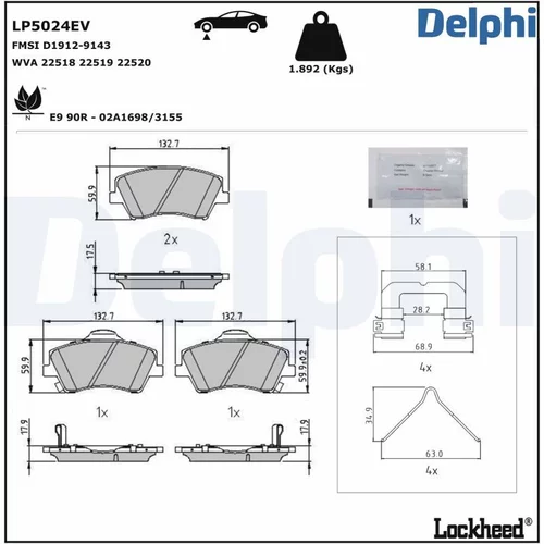 Sada brzdových platničiek kotúčovej brzdy LP5024EV /DELPHI/