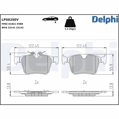 Sada brzdových platničiek kotúčovej brzdy DELPHI LP5025EV