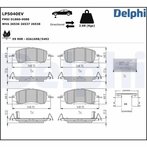 Sada brzdových platničiek kotúčovej brzdy DELPHI LP5040EV