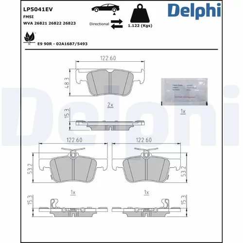 Sada brzdových platničiek kotúčovej brzdy DELPHI LP5041EV