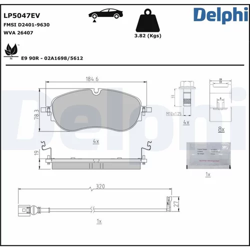 Sada brzdových platničiek kotúčovej brzdy DELPHI LP5047EV