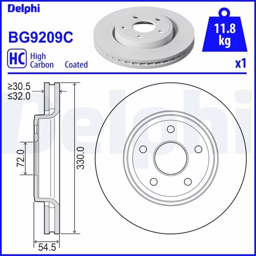 Brzdový kotúč DELPHI BG9209C