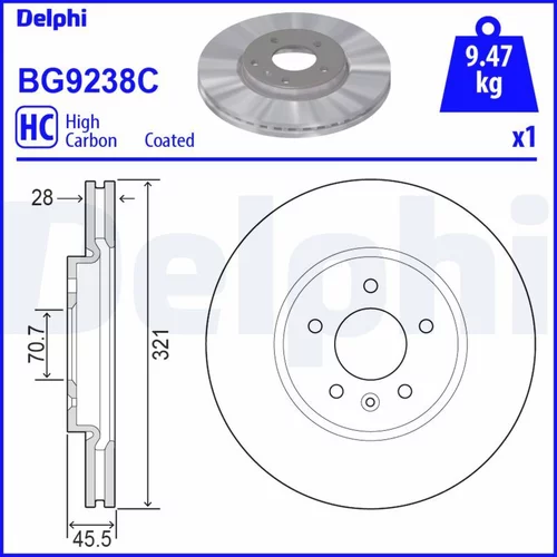 Brzdový kotúč DELPHI BG9238C