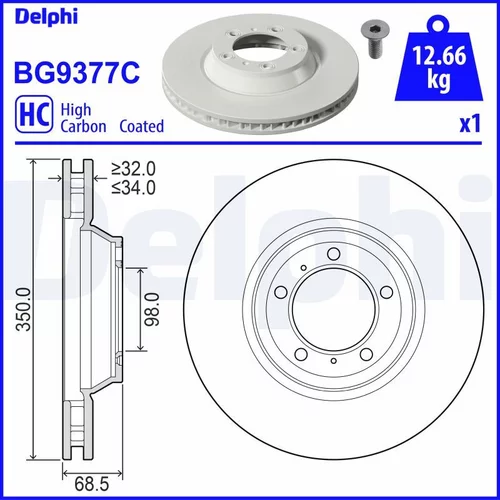 Brzdový kotúč DELPHI BG9377C