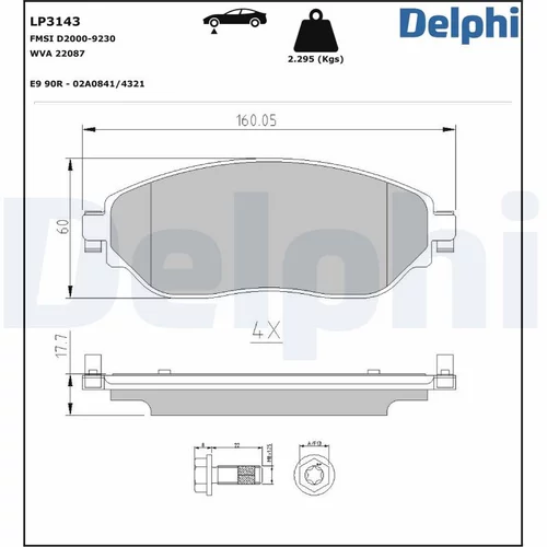 Sada brzdových platničiek kotúčovej brzdy DELPHI LP3143