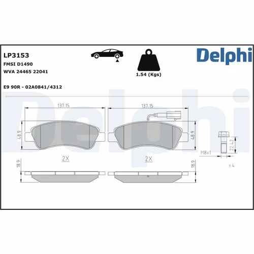 Sada brzdových platničiek kotúčovej brzdy DELPHI LP3153