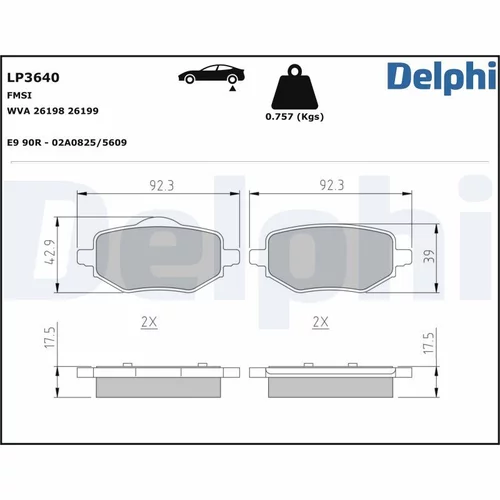 Sada brzdových platničiek kotúčovej brzdy DELPHI LP3640