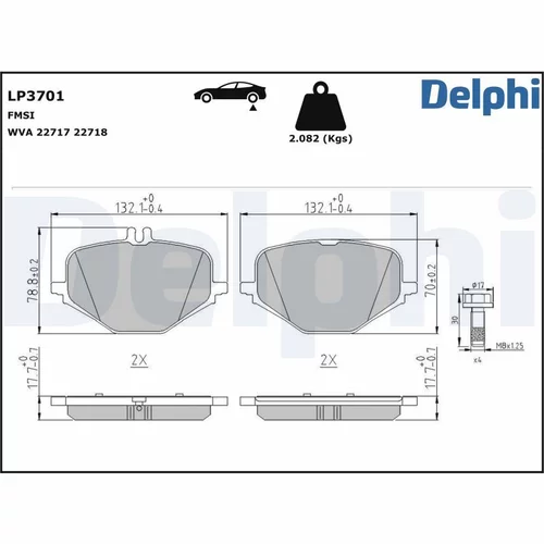 Sada brzdových platničiek kotúčovej brzdy DELPHI LP3701