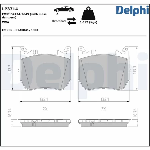 Sada brzdových platničiek kotúčovej brzdy LP3714 /DELPHI/ - obr. 1