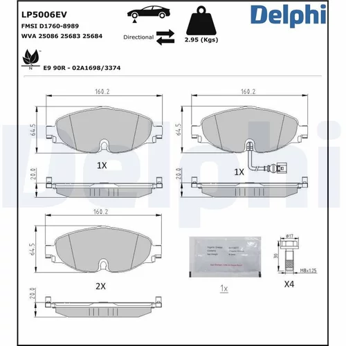 Sada brzdových platničiek kotúčovej brzdy DELPHI LP5006EV