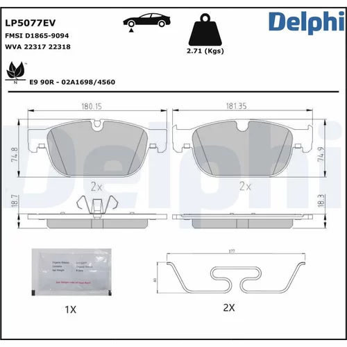 Sada brzdových platničiek kotúčovej brzdy DELPHI LP5077EV