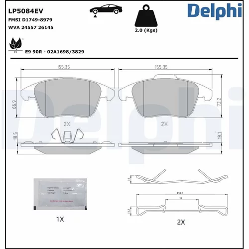 Sada brzdových platničiek kotúčovej brzdy DELPHI LP5084EV