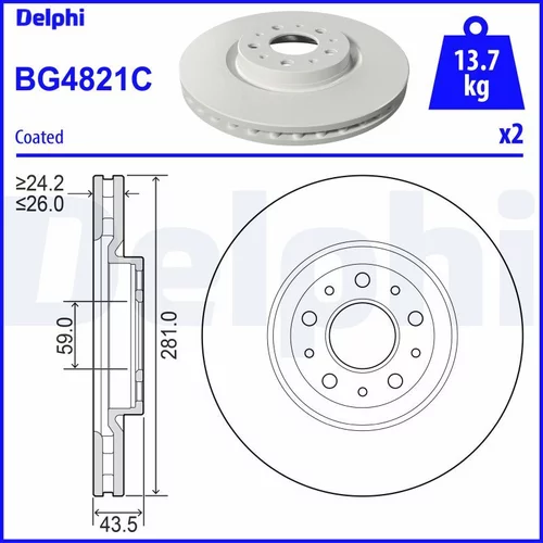 Brzdový kotúč DELPHI BG4821C