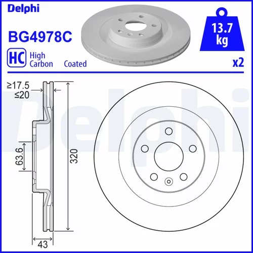 Brzdový kotúč DELPHI BG4978C