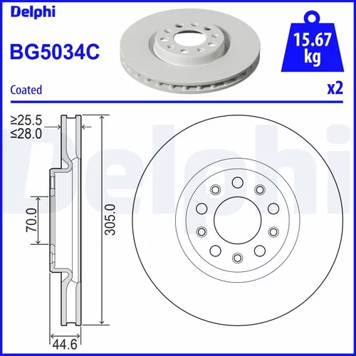 Brzdový kotúč DELPHI BG5034C