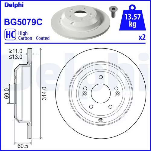 Brzdový kotúč DELPHI BG5079C