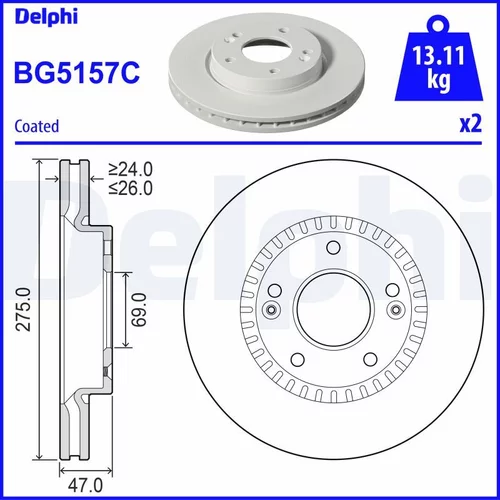 Brzdový kotúč DELPHI BG5157C