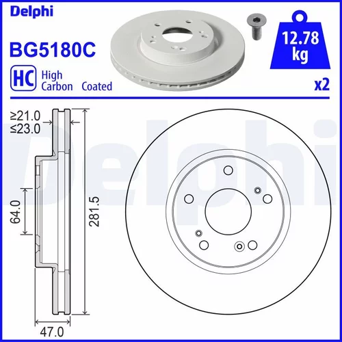 Brzdový kotúč DELPHI BG5180C