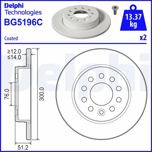 Brzdový kotúč DELPHI BG5196C