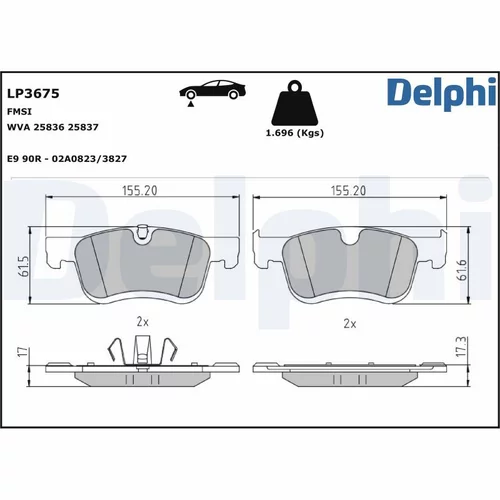 Sada brzdových platničiek kotúčovej brzdy DELPHI LP3675