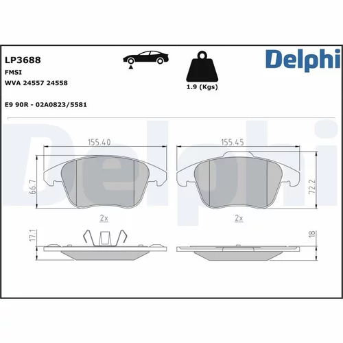 Sada brzdových platničiek kotúčovej brzdy DELPHI LP3688