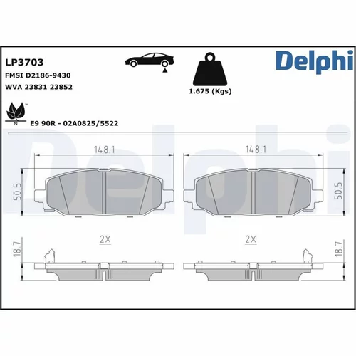 Sada brzdových platničiek kotúčovej brzdy DELPHI LP3703