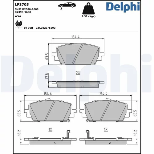 Sada brzdových platničiek kotúčovej brzdy DELPHI LP3705