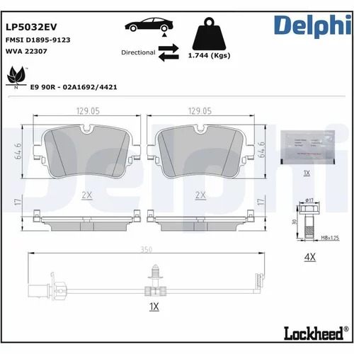 Sada brzdových platničiek kotúčovej brzdy DELPHI LP5032EV