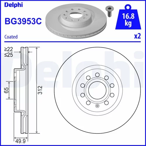 Brzdový kotúč DELPHI BG3953C