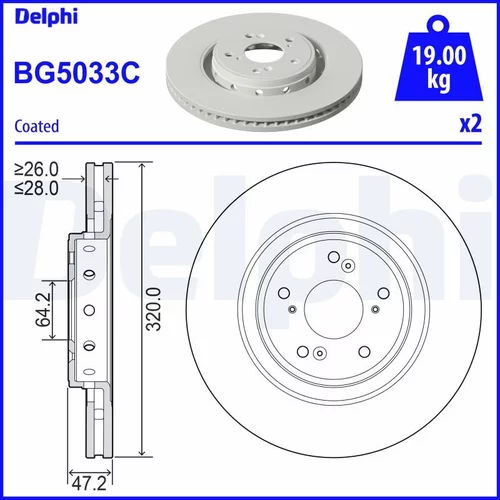 Brzdový kotúč DELPHI BG5033C