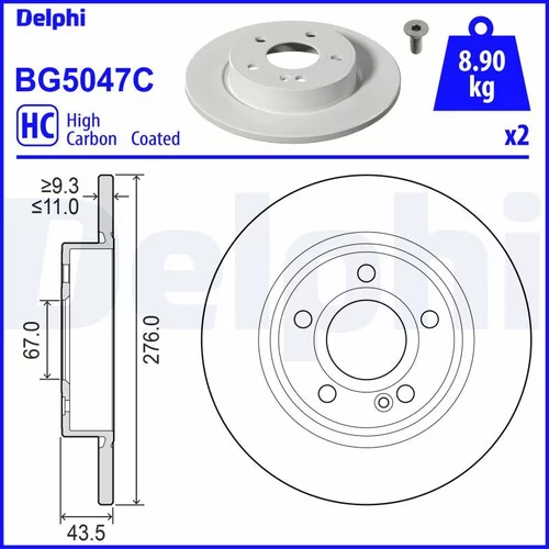 Brzdový kotúč DELPHI BG5047C