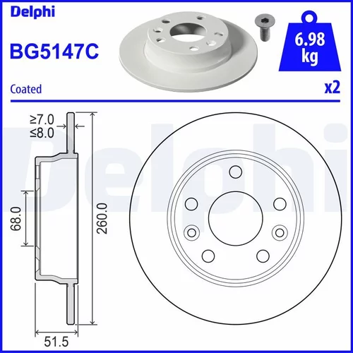 Brzdový kotúč DELPHI BG5147C