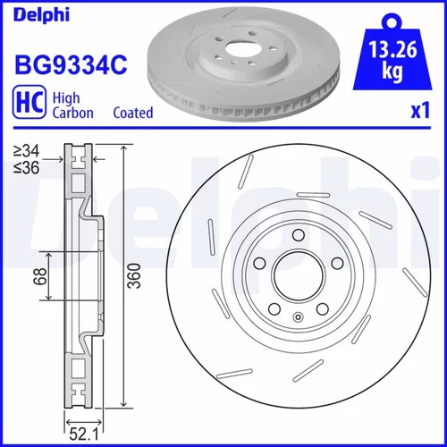 Brzdový kotúč DELPHI BG9334C