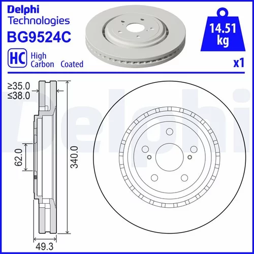 Brzdový kotúč DELPHI BG9524C