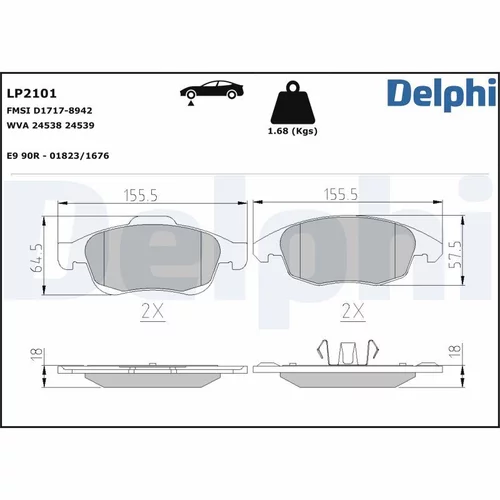 Sada brzdových platničiek kotúčovej brzdy DELPHI LP2101