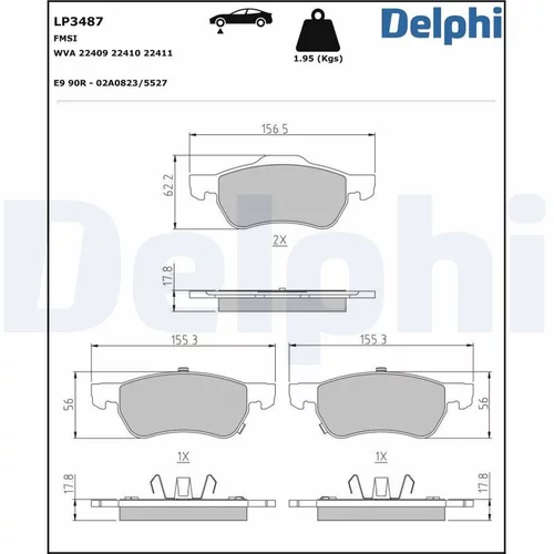 Sada brzdových platničiek kotúčovej brzdy DELPHI LP3487