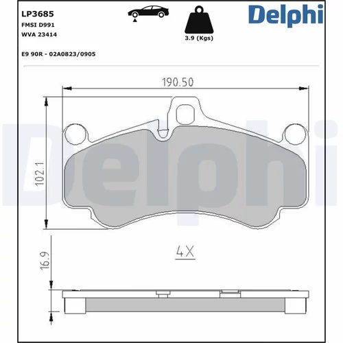 Sada brzdových platničiek kotúčovej brzdy DELPHI LP3685