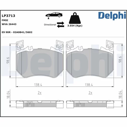 Sada brzdových platničiek kotúčovej brzdy DELPHI LP3713