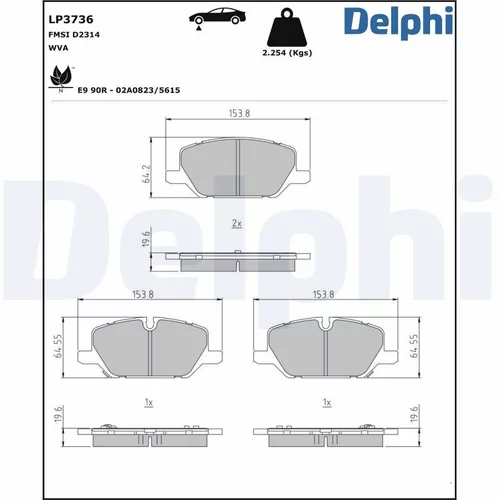 Sada brzdových platničiek kotúčovej brzdy DELPHI LP3736