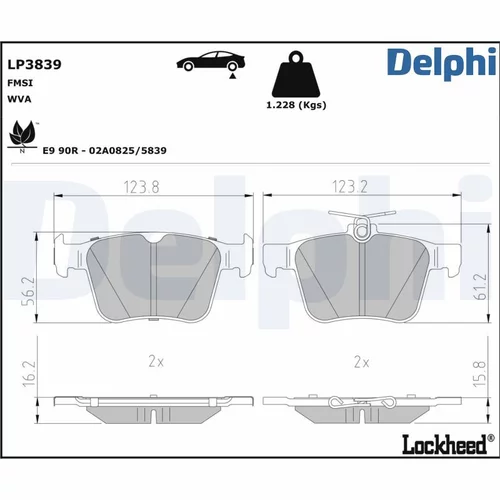 Sada brzdových platničiek kotúčovej brzdy DELPHI LP3839