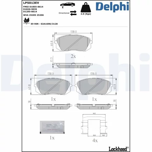 Sada brzdových platničiek kotúčovej brzdy DELPHI LP5013EV