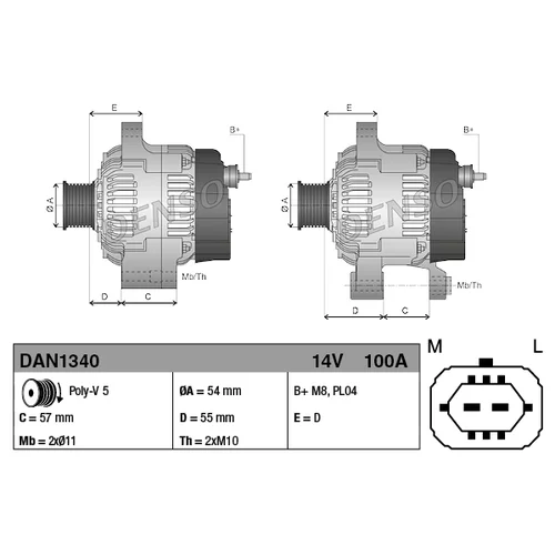 Alternátor DENSO DAN1340 - obr. 3